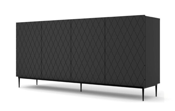 Komoda Diuna 4D 192 cm czarny mat MDF czarna rama