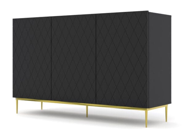 Komoda Diuna 3D 145 cm czarny mat MDF szpilka