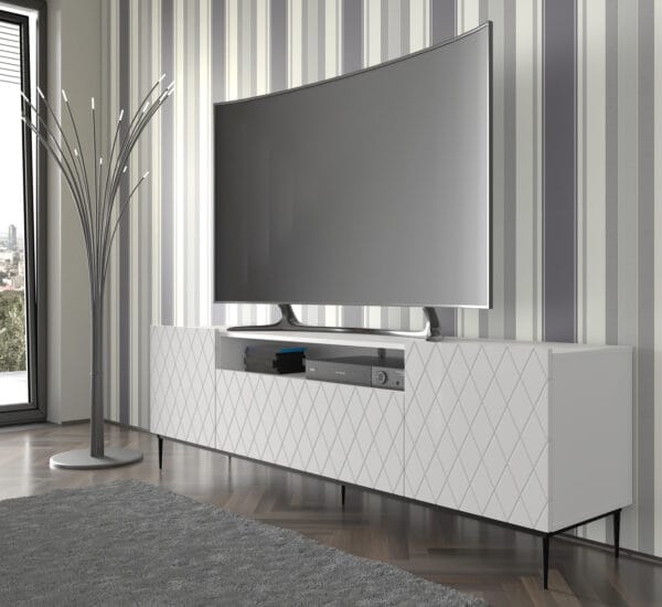 Szafka RTV Diuna 2D1K 193 cm biały mat MDF rama