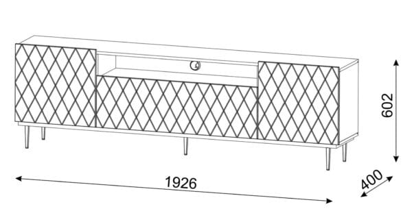 Szafka RTV Diuna 2D1K 193 cm grafit mat MDF rama