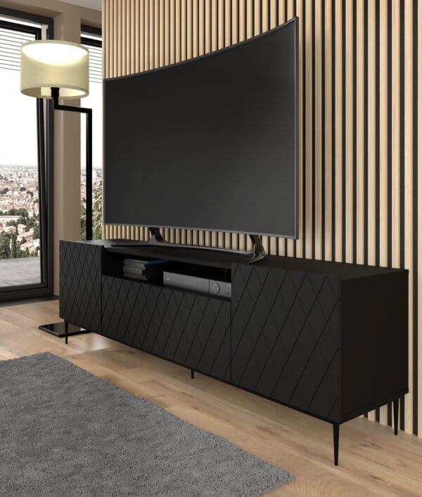 Szafka RTV Diuna 2D1K 193 cm czarny mat MDF rama